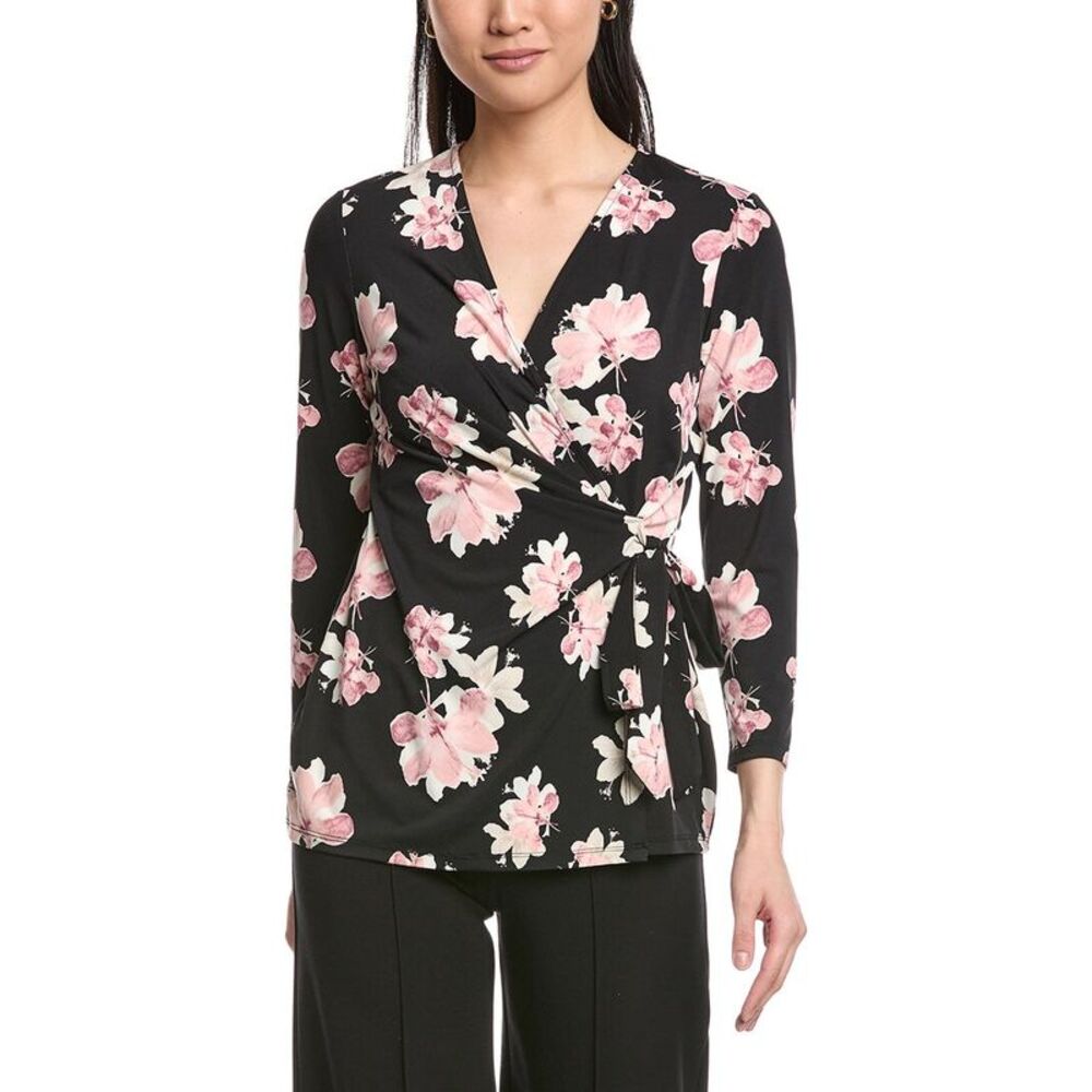 Anne Klein Womens  Wrap Top, Black